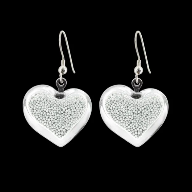 Boucles d'oreilles crochet en verre souffle - Coeur Billes