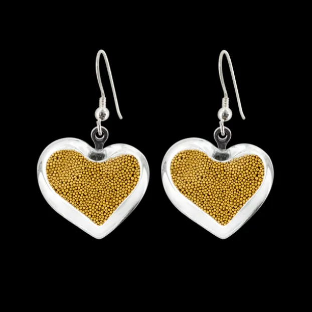 Boucles d'oreilles crochet en verre souffle - Coeur Billes