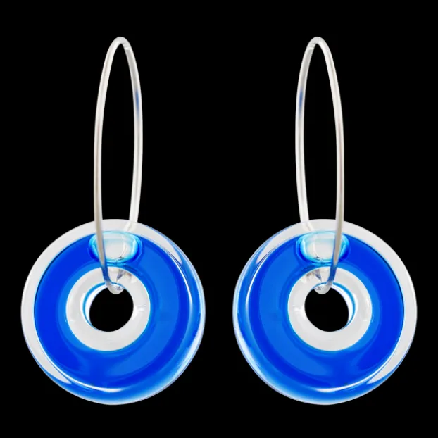 Boucles d'oreilles en verre souffle - Donut transparent