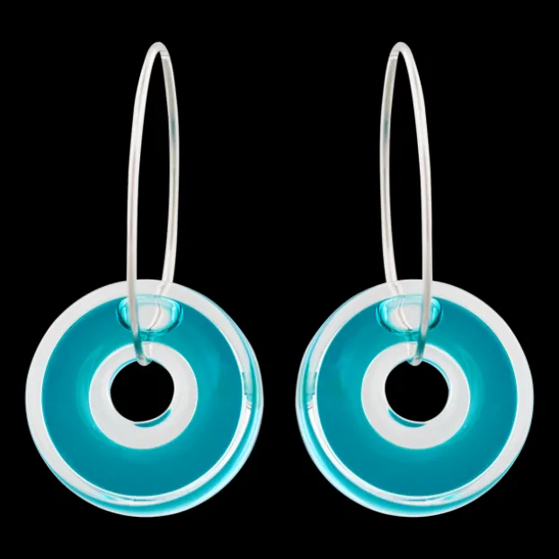 Boucles d'oreilles en verre souffle - Donut transparent