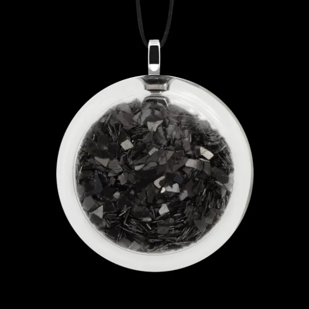 Pendentif en verre souffle - Cachou Medium Paillettes